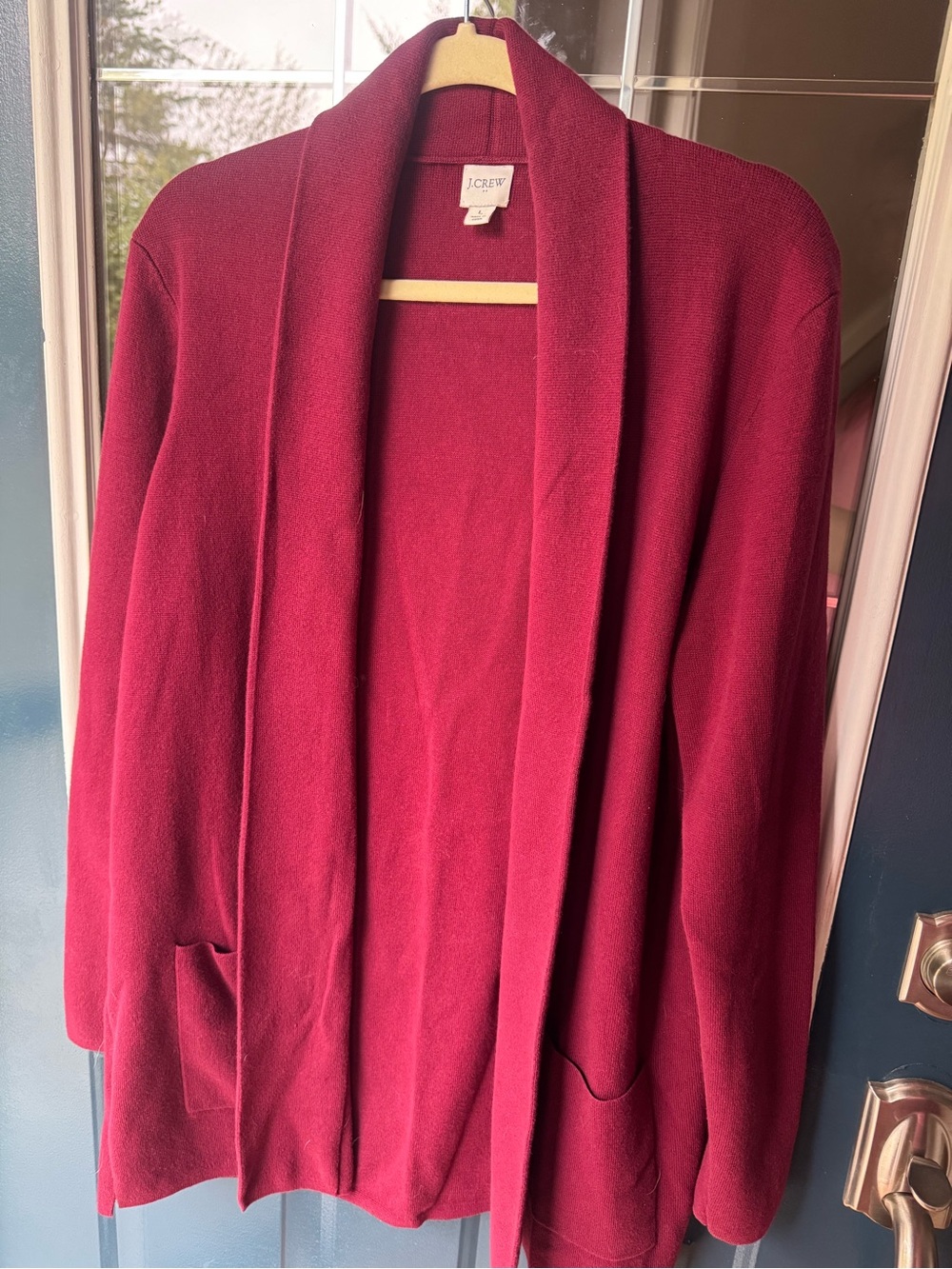 J. Crew Shawl Collar Blazer Cardigan in Wine Red